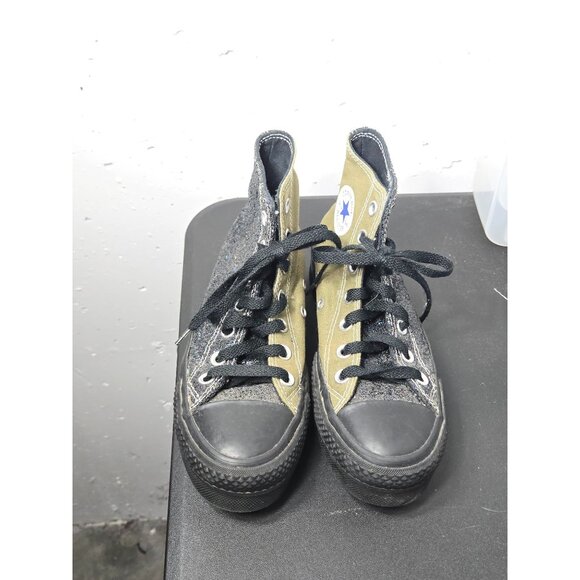 Converse Chuck Taylor All Star Womens Green Black High Platform Glitter Shoes 6 - Picture 9 of 12